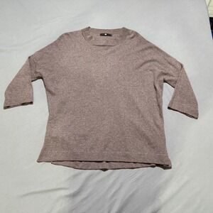 Jarbo Sweater Womens 1 4-6 small Brown Merino Cashmere Blend 3/4 Sleeve Boxy Top